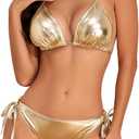 Century Star Women Cute String Triangle Bikini Sets - Swimsuits Two-Piece Tie Side Adjustable Ties Halter Bathing Suit S