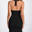 QegarTop Women's 2025 Sexy Halter Neck Ruched Bodycon Mini Dresses Backless Nigth Out Party Club Outfits (Black, S)