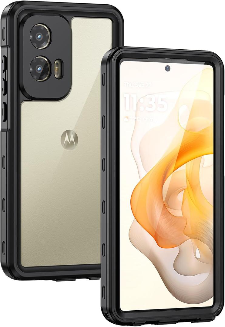 Lanhiem for Moto G Stylus 2024 5G Case [Not fit for 2023], IP68 Waterproof Dustproof Built-in Screen Protector, Rugged Full Body Shockproof Phone Cover for Moto G Stylus 5G 2024, Black/Clear