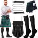 Arrowbash 3 Pcs Men Scottish Kilt Accessories Irish Traditional Scottish Socks Tartan Hose Flashes Sporran (Not Include Kilt)