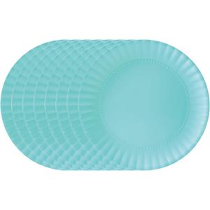 TP 8 inch Plates Set of 8, Melamine Round Plates for Salad Appetizer Dinner Lunch, Dessert Dishes for Indoors and Outdoors, Teal