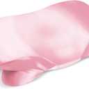 Satin Pillowcase for Cervical Pillow, Ergonomic Case, Smooth & Silky Soft Sleeping Pillowcase, Pink Pillow Cover with Zipper
