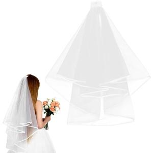 Short Wedding Veil, 2 Bride Veil for Women Wedding Bachelorette Party, First Communion Veil for Bachelorette Party, First Communion (2 Layer, 23.6" + 31.5")
