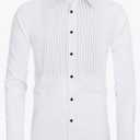 J.VER Men's Tuxedo Shirt Formal Dress Shirt Pleated Long Sleeve Button Down Shirts for Prom Party Wedding, M