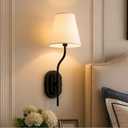 22.8" Boho Black Single Linen Reading Sconce for Bedroom