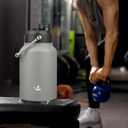 Konokyo Half Gallon Jug with Handle,64 oz Insulated Water Bottle with Carrying Pouch,Double Wall Vacuum Stainless Steel Metal Bottle,Gray