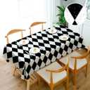 Swono Diamond Rectangle Tablecloth Geometric Black White Diamond Pattern Table Cloth Dining Table Cover for Home Kitchen Restaurant Party Buffet Picnic, 52x70 Inch