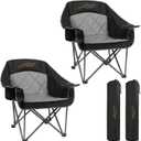 FAIR WIND 2 Pack Oversized Padded Camping Chair Heavy Duty Quad Fold Arm Chair Portable for Outdoor - Support 500LBS, Black