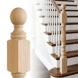 Red Oak Stair Newel Post Solid with a Single Groove Notched Pedestal Newel Wood Balusters for Staircase Interior Railing Newels for Stair Handrails 1 Pc 3.5" x 3.5" x 48"