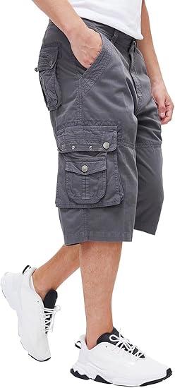 BEST SOUTH Men's Capri Long Twill Cargo Shorts Below Knee 13 Inches Cotton Relaxed Fit Casual Multi-Pocket  Size 50 
