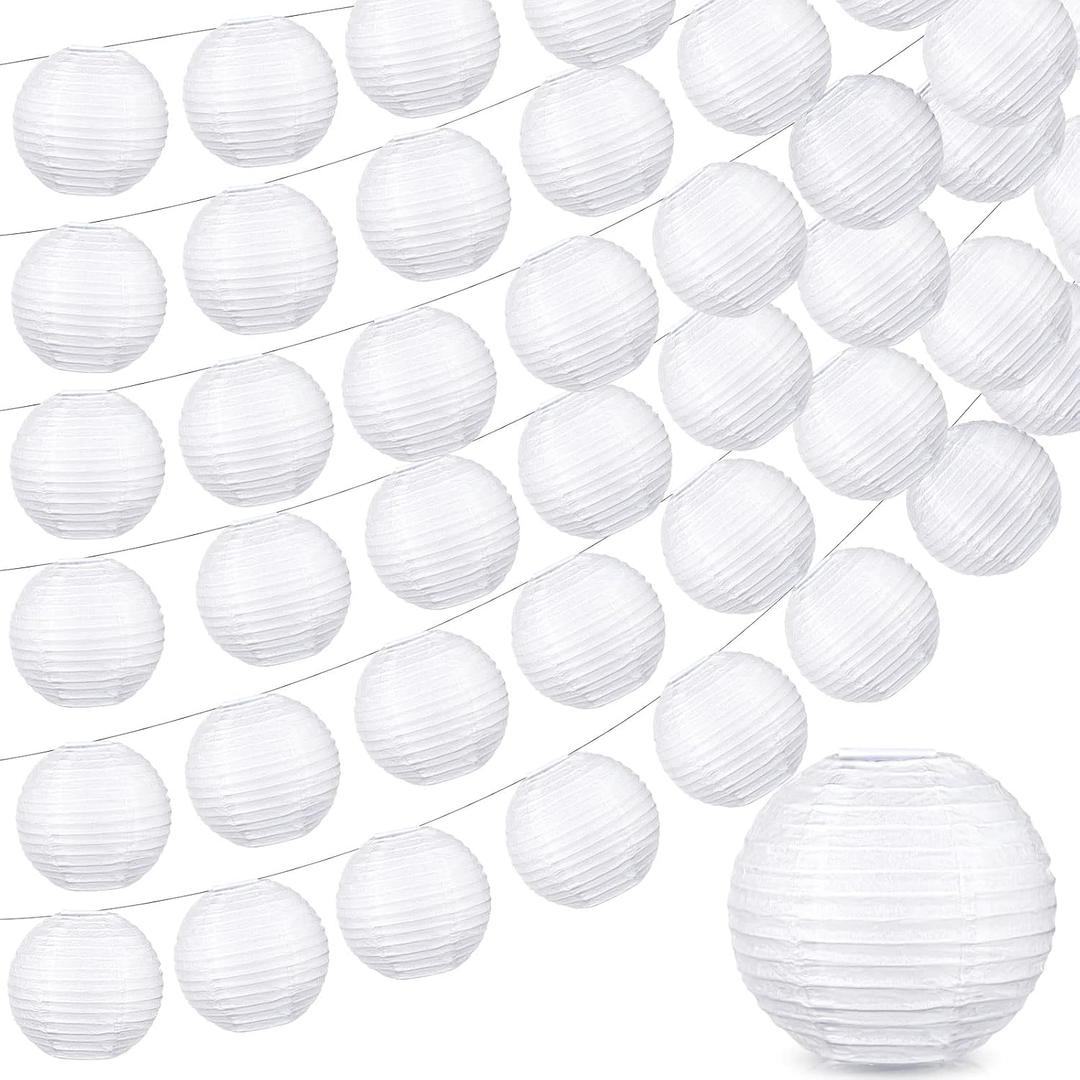 40 Pcs 3 Inch White Chinese Paper Lanterns Wedding Party Decorative Japanese Hanging Round Paper Lanterns Lamp for Weddings,Christmas Trees, Parties Home Decor