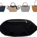 ZTUJO Purse Organizer Insert For Longchamp Le Pliage, Premium Felt Longchamp Purse Organizer Insert (Black, Medium For Shoulder Bag S & Energy Small & Xtra S)