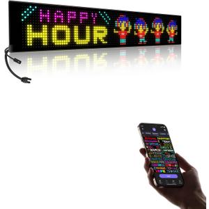Large Programmable LED Sign, P10 Resolution Indoor Windows LED Signs, Bluetooth APP, for Business Bars Gaming Rooms Restaurants Festivals Cars (39"x 8")