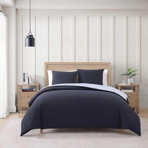 Tommy Hilfiger - Queen Comforter Set, Soft & Breathable Micro Piqu Cotton Bedding, Medium Weight Feel for Year Round Comfort, 3 Piece Bed Set with Matching Pillowcases (Navy)