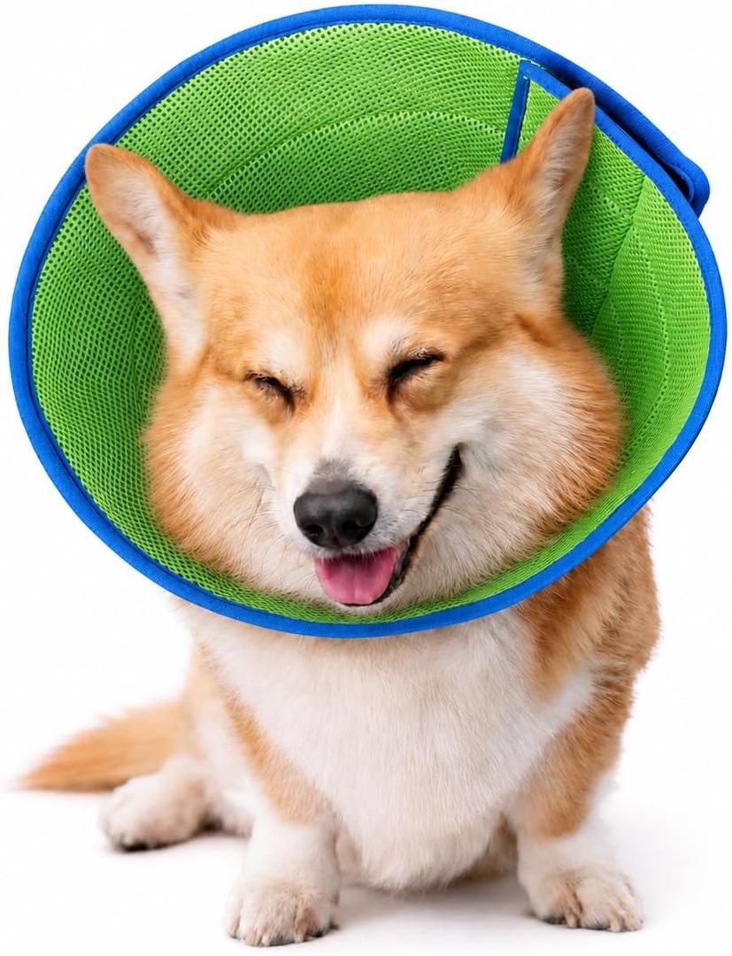 Soft Dog Cone Collar to Stop Licking After Surgery, Comfy Dog Cone Alternative for Dogs/Cats, Adjustable Washable E-Collar for Spay Neuter Recovery and Neck Protection (Green, S)