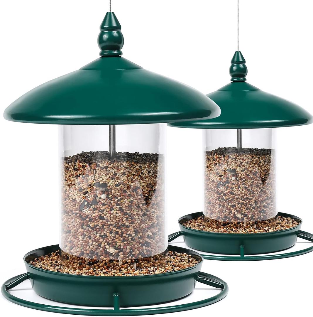 Pack of 2 Bird Feeder for Outdoor Hanging, Green