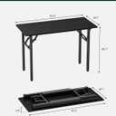 Frylr Small Folding Computer Desk Portable 43.3 Inch Foldable Laptop Table, Collapsible and Compact for Easy Storage and Fast Setup, Lightweight for Small Spaces, Craft and Study Use, Dark Oak, 43.3 x 19.7 Inch