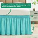 Biscaynebay Wrap Around Bed Skirts for Queen Beds with Short Drop of 12", Aqua Adjustable Elastic Dust Ruffles Easy Fit Wrinkle Resistant Silky Luxurious Fabric Machine Washable