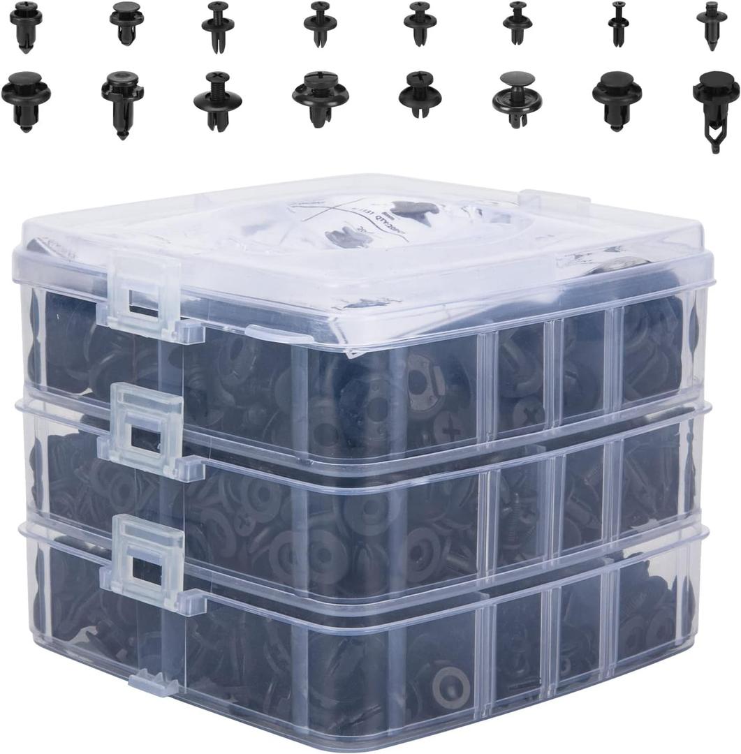 620 Pcs Car Retainer Clips Plastic Fasteners Kit Fender Rivet Clips 16 Most Popular Sizes Auto Push Pin Rivets Set for Toyota GM Ford Honda Acura Chrysler