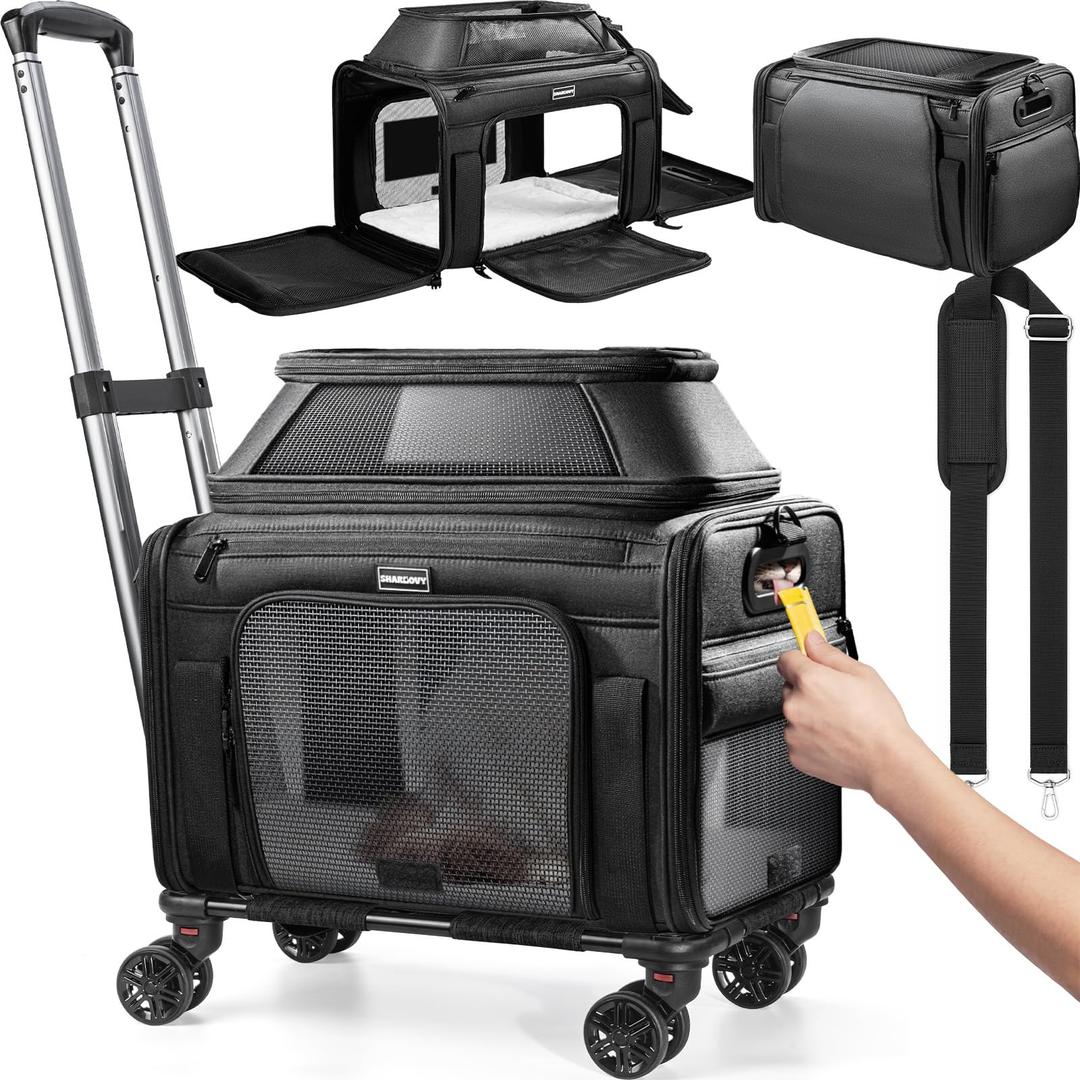 Top-Expandable Pet Carrier with Wheels Pet Window,18x11x11 Airline Approved