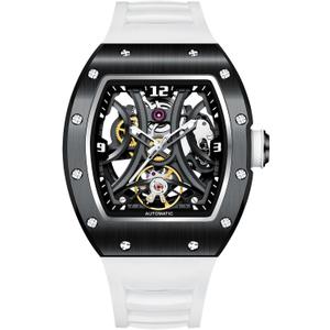 Paras Crown Automatic Watches for Men Mechanical Watch Stainless Case 50M Waterproof Fashion Luxury Wrist Watches for Men (White)