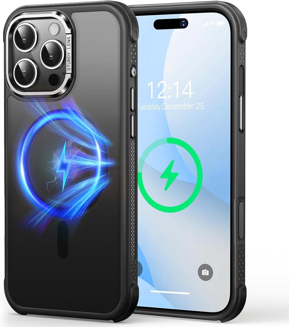 Mist-Armor Designed for iPhone 16 Pro Max Case, [Fit for Mag Safe] [Non-Slip Edge] Military Grade Protective Bumper Silicone Matte Phone Case Cover for iPhone 16 Promax 6.9" Men Women, Black