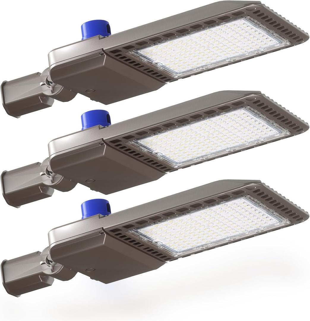 YXL LED Parking Lot Light, 200W LED Shoebox Light with Dusk to Dawn Photocell,28000LM 5000K Daylight Slipfitter Mount, IP65 Waterproof, LED Area Light for Parking Lot Sports Stadium, 3 Pack
