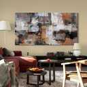 Abstract Canvas Wall Art - Modern Minimalist Wall Painting - Brown Decorations - Framed Wall Art for Bedroom, Office - Artwork Wall Decor - Brown Bedroom Wall Decor Above BedAbstract Canvas Wall Art 2448IN (48L" x 24W")