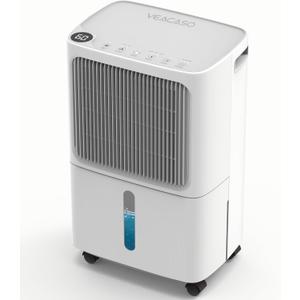 VEAGASO 2500 Sq. Ft Dehumidifier for Basement, 34 Pint Dehumidifiers For Home, Large Room, Auto Drain or Manual Drainage, Digital Control Panel, Auto Defrost, 24H Timer (White)