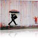 HYFBH Banksy Canvas Wall Art for Living Room, Banksy Print Wall Art Colorful Rain Abstract Graffiti Canvas Wall Decor Graffiti Art Posters Canvas Pop Art Modern Artwork Home Decor 12x16inch