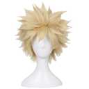 ColorGround Short Afro Fluffy Anime Cosplay Synthetic Wig (Blonde) (2 Piece Set, rose)