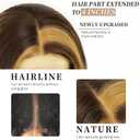 AISI HAIR Chocolate Brown with Caramel Highlights Wig for Women, Long Wavy Lace Hairline Middle Part Synthetic Heat Resistant Wig for Daily Party-26 Inch
