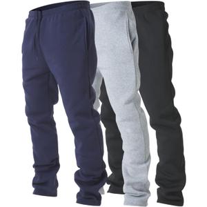 Ultra Performance 3 Pack Mens Fleece Wide Leg Sweatpants with Pockets, Open Bottom Workout Sweatpants for Men, Size M