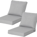 24x27.5 Inch Outdoor Deep Seat Cushions Set of 2,Thick High-Density Foam, Water-Resistant, Piped Edges & YKK Hidden Zipper for Patio Furniture,Stone Gray