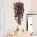 RECUTMS 2Pcs Artificial Hanging Flower Greenery Plants Faux Greenery Artificial Plants for Outdoors Hanging Basket Plastic Home Garden Wedding Party Decorations(Fuchsia)