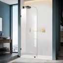 Bathroom Shower Door, 24" W ×78" H Fixed Shower Glass Panel with Clamps, 3/8" (10mm) Glass Shower Doors, Clear Tempered Frameless Shower Panel in Matte Black, The Label Doesn't Match the Product, See Photos, Size 24"×78"