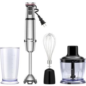 TALIA Immersion Blender Handheld Corded Hand Blenders Set 1200W, Variable Speed & Turbo 4 in 1 Stainless Steel Stick Emulsifier with Chopper, Whisk & Beaker for Soup, Baby Food, Smoothies