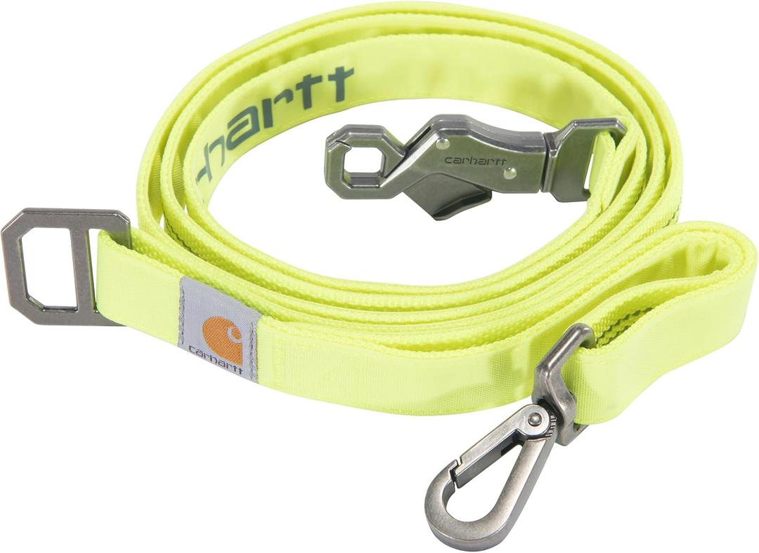 Carhartt Pet Durable Nylon Duck Leashes for Dogs, Reflective Stitching for Visibility, Brite Lime, Large