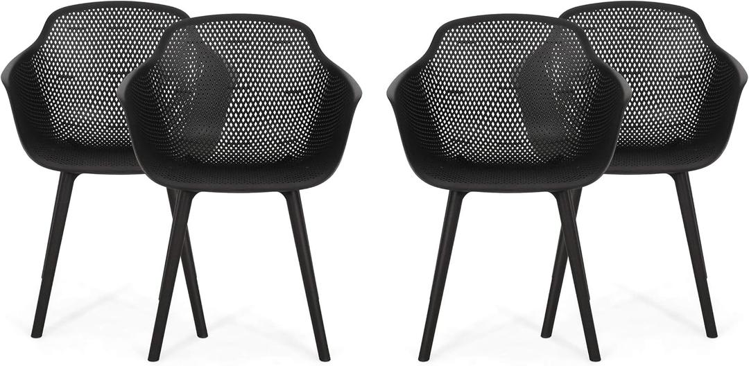 Christopher Knight Home Davina Outdoor Dining Chair (Set of 4), Black