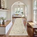 Madane Runner Rugs for Hallway 2x10 Long Washable Non-Slip Hallway Runner Rug Low-Pile Stair Kitchen Runner Soft Throw Carpet for Entrance Living Dining Laundry Room (Beige/Blue, 2 x 10)