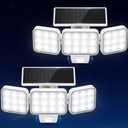 WdtPro Solar Lights Outdoor Motion Sensor, 3500LM Bright Solar Flood Lights Outdoor, Adjustable & Upgrade Glass Panel, Wireless LED Solar Powered Security Spot Lights Waterproof for Yard-2Pack, White