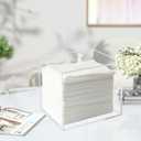 Weiai Face Towel Box, Acrylic Facial Disposable Towelettes Holder Container for XL Face Towels and Protects from Dust, Clear