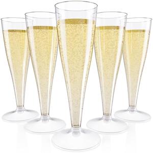 JOLLY CHEF 45 Pack Plastic Champagne Flutes Disposable 4.5 oz Clear Plastic Champagne Glasses Suitable for Wedding, Thanksgiving Day, Christmas