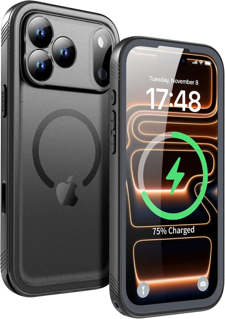 SPORTLINK for iPhone 17 Pro Max Case, IP68 Waterproof Military Protective Full Body Heavy Duty Shockproof 360 Sealed Dustproof with Camera Screen Protector Cover for i Phone 17 Pro Max 6.9" Mag/Black