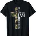 Be Still and Know God Christian Bible Verse Green Camo Cross T-Shirt, 4X