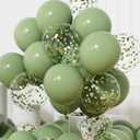 AULE Party Balloons Pack of 42-12in Sage Green Confetti Balloons & Sage Green Latex Balloons and 64ft Ribbons-12 Inches Balloons Decorations set