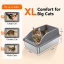 2PACK Stainless Steel Litter Boxes, Extra Large XL Odor Free Metal Litter Box with High Sides, Open Top Litter Pan Include Scoop Easy Cleaning Anti-Scratch Kitty Cat Box Anti-Urine Leakage, Non-Sticky
