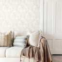 Ismoon Floral Peel and Stick Wallpaper Vintage Beige Contact Paper Boho Watercolor Damask Wall Paper Textured Removable Self Adhesive Vinyl Wallpaper for Cabinet Bedroom Wall Decor, 17.3 in X 6.5 ft