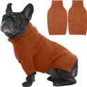 IECOii Dog Sweaters for Medium Dogs Girl Boy,Holiday Knit Doggy Sweatshirt with Sleeve,Turtleneck Thick Warm Dog Sweaters for Winter,Pullover Knitwear for French Bulldog,Boston Terrier (Caramel, L)