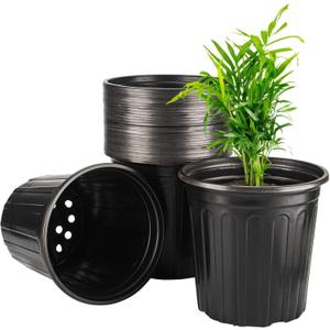 12Pack 3 Gallon Plant Nursery Pots, Thickened Soft Plastic Seedling Starter Pots, Plastic Plant Container with Drainage Hole for Indoor Outdoor Flower Seed,Succulents,Cuttings,Transplanting - Black